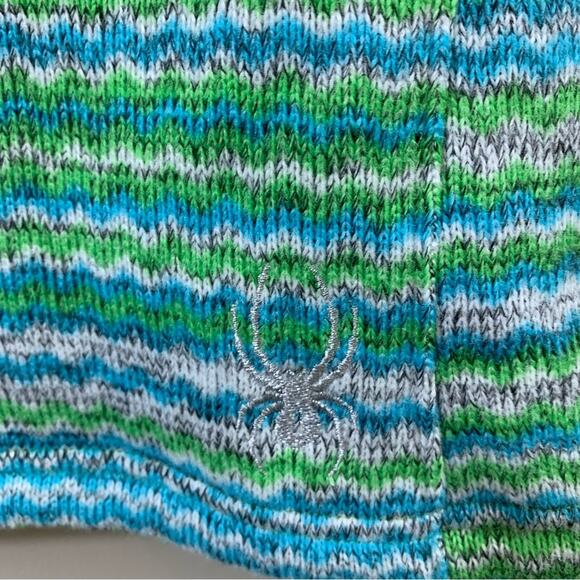 Spyder Striped Knit Fleece Green/Blue/Gray 1/4 Quarter-zip Jacket - Picture 5 of 7
